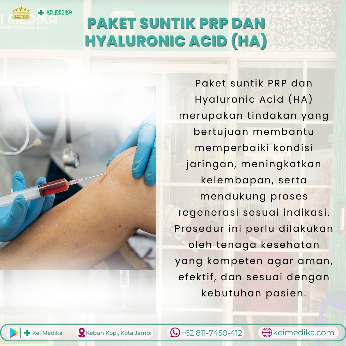 PAKET SUNTIK PRP DAN HYALURONIC ACID (HA)